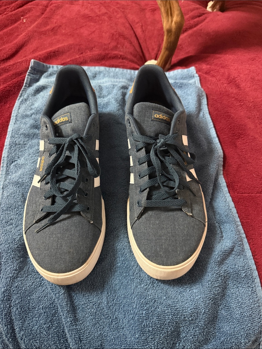 adidas Men’s Dark Blue Sneakers with White Stripes